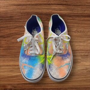 Vans Authentic Multi Color Paint Splatter Canvas Sneakers Shoe Mens 8 Womens 9.5